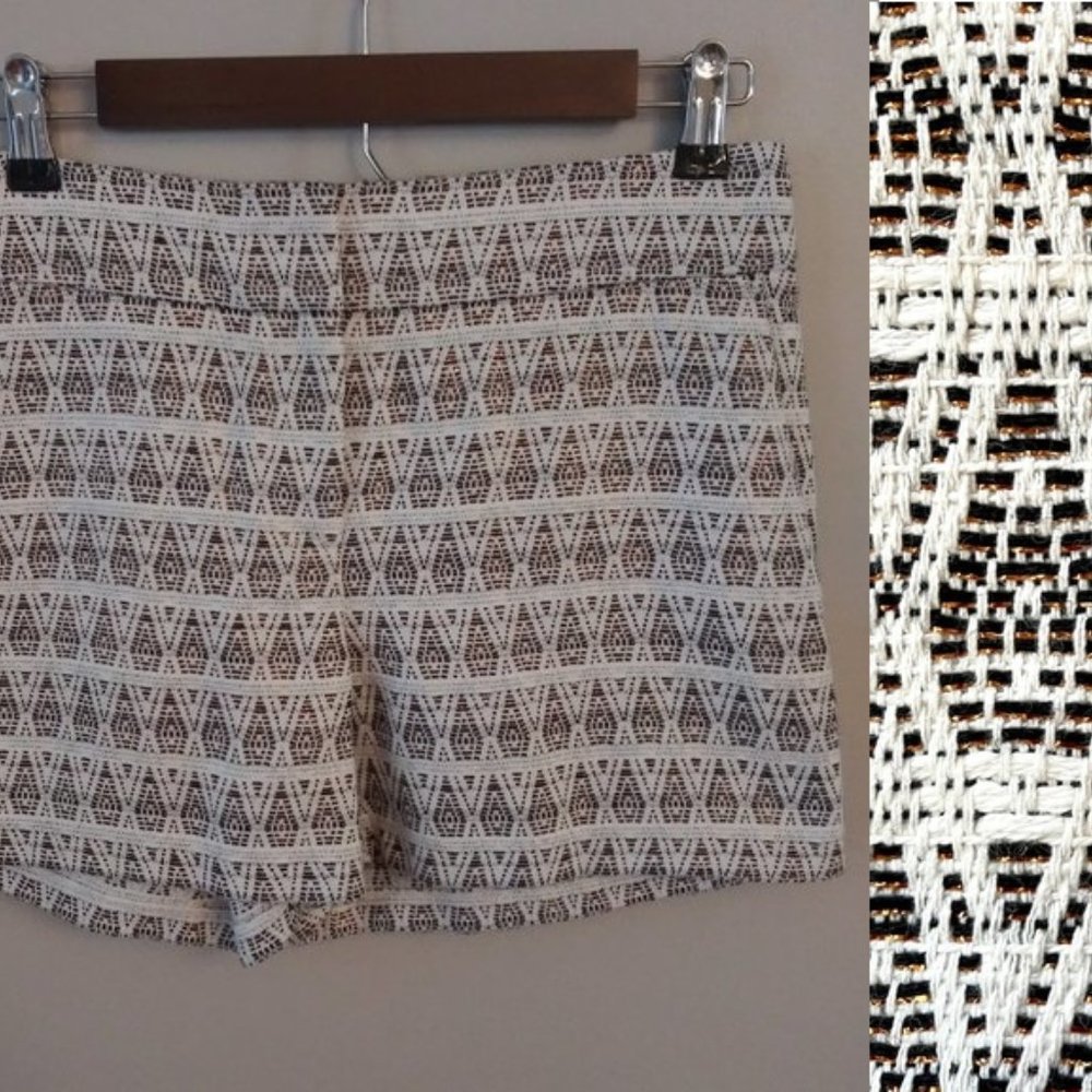 Ann Taylor LOFT | 'The Riviera Short' with Metallic Bronze Geometric/Boho Design